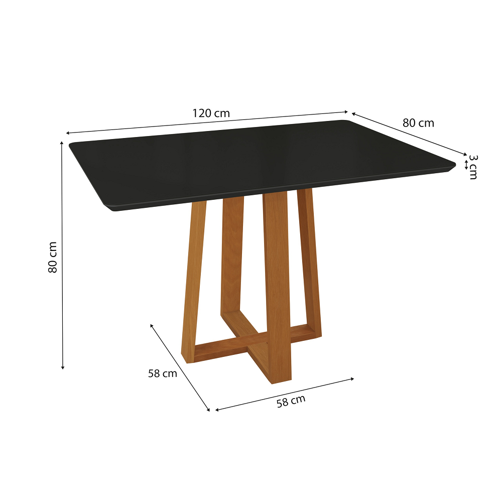 Conjunto de Mesa Sala de Jantar 4 Cadeiras Canela/Chumbo 120x80 Kappesberg CSJ023CAPRFV7, , large image number 3